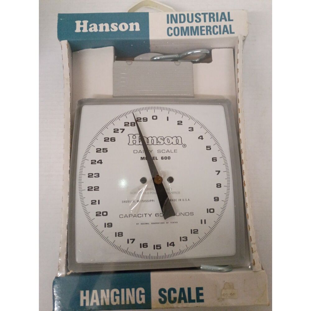 Vintage Hanson Model 600 Hanging Dairy Scale 60 Lb Capacity Heavy Duty